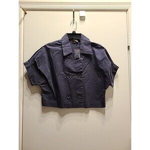 Tex by MaxAzria Gray Blue Button-Up Cotton Blazer Womens M Nwot